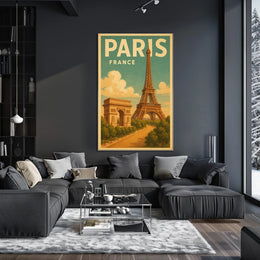 Paris, France Iconic Landmarks Poster