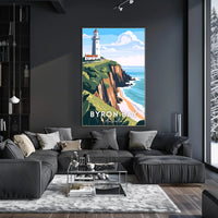 Coastal Serenity: Byron Bay Lighthouse Travel Poster