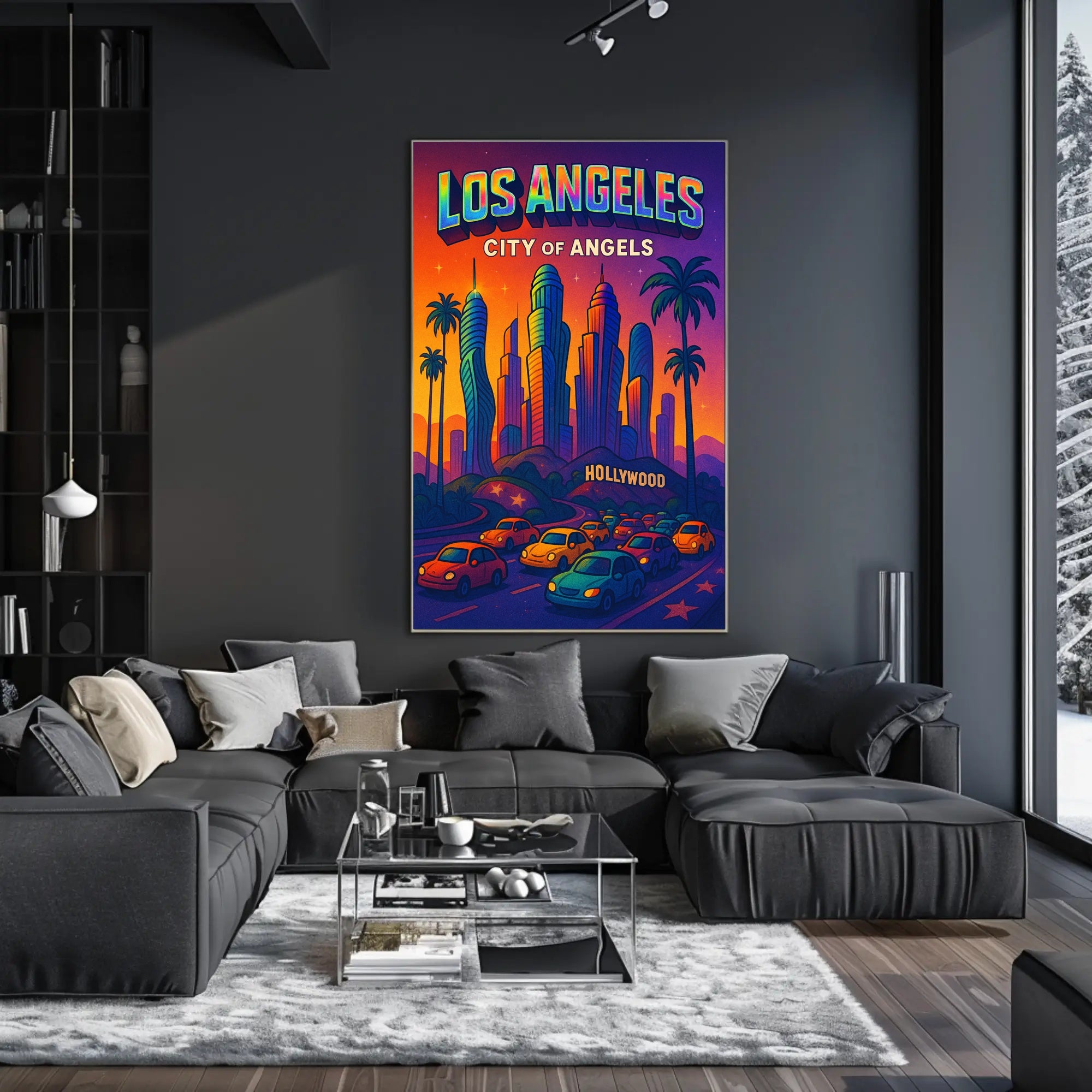 Colorful Los Angeles Skyline Pop Art Urban or Cityscape Poster