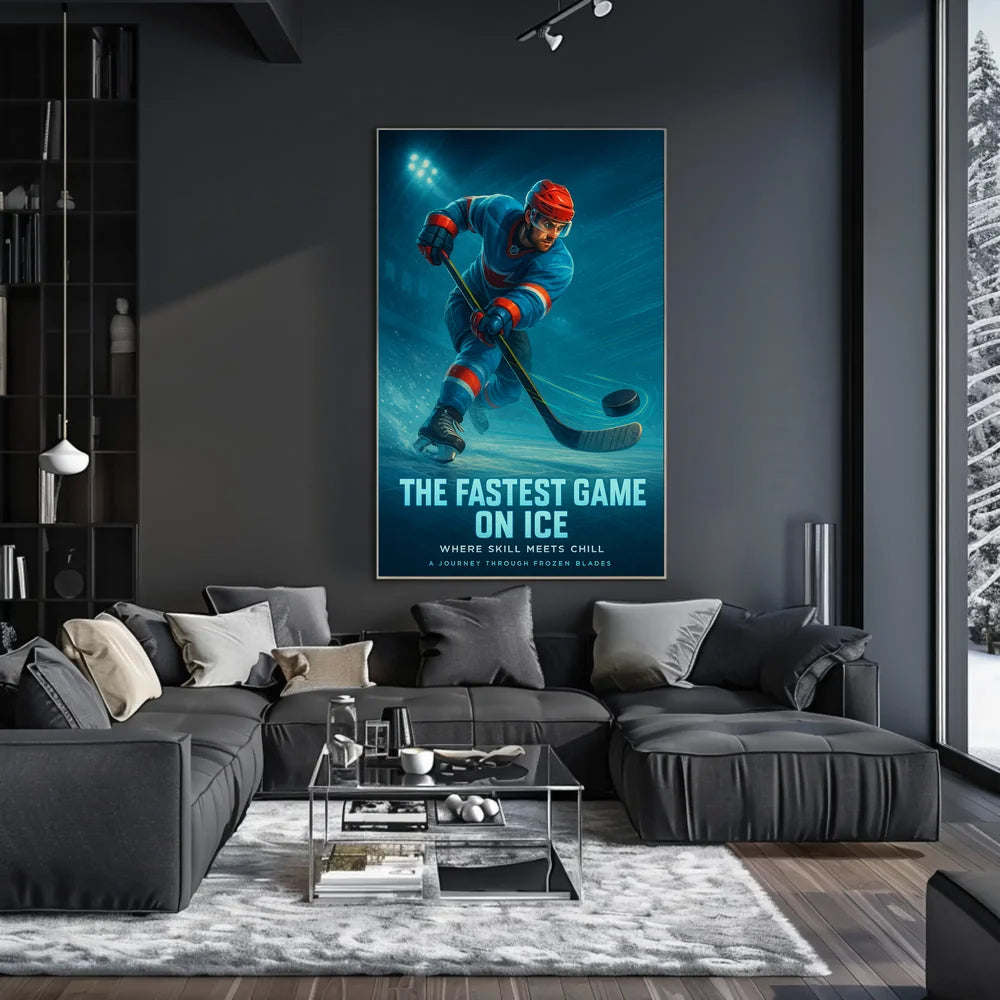 Dynamic Ice Hockey Action Scene Sports Poster PosterGoat