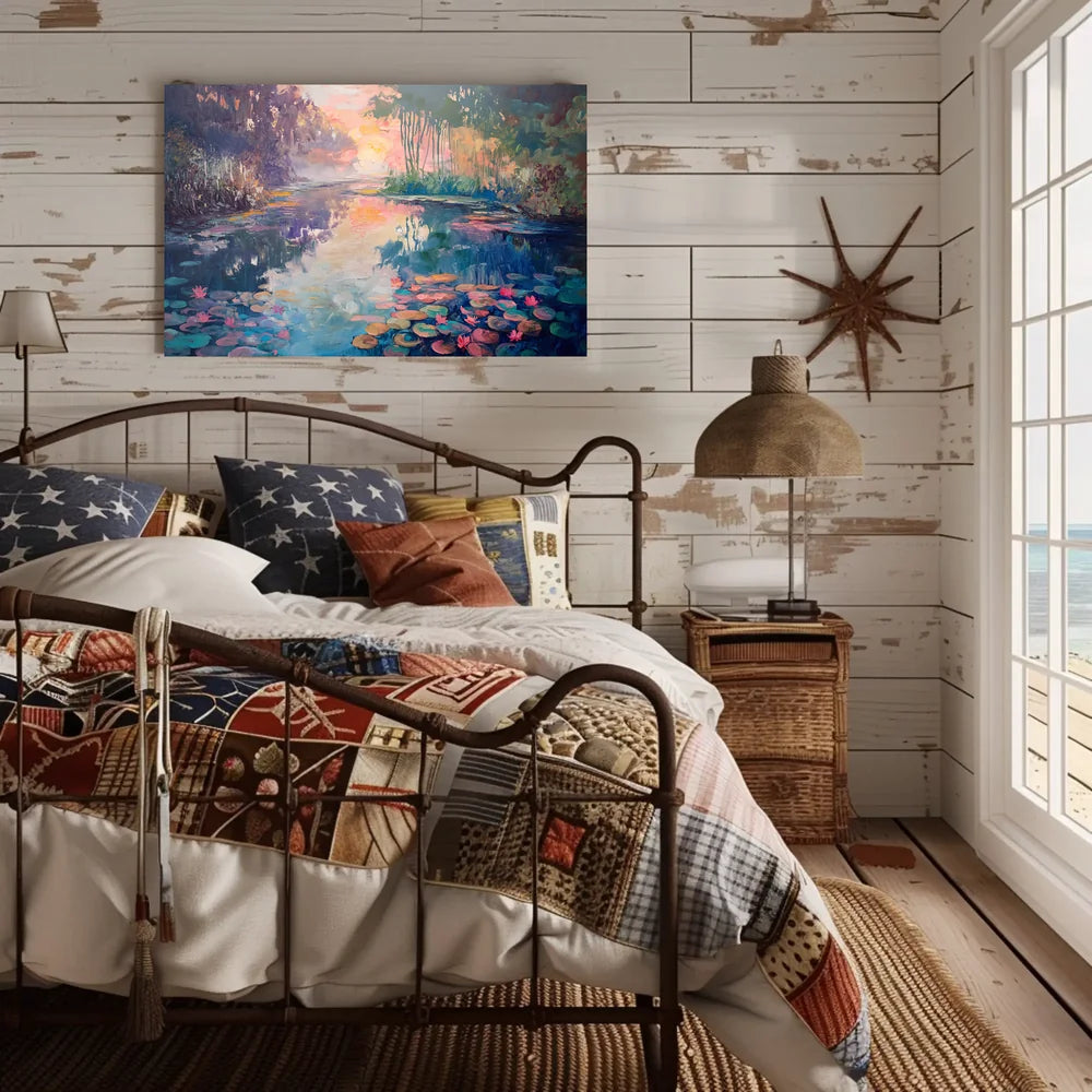Serene Impressionistic Landscape Poster: Tranquil Water Scene