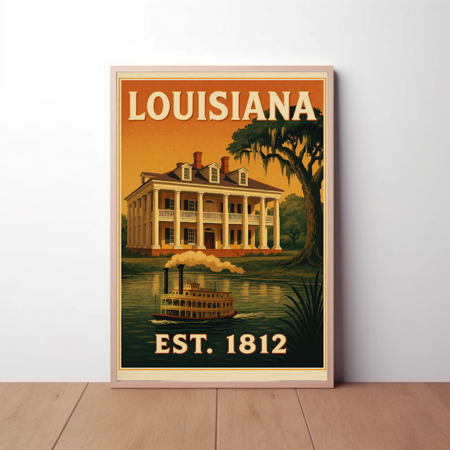 Louisiana Plantation Steamboat Bayou Southern Poster
