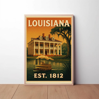 Louisiana Plantation Steamboat Bayou Southern Poster