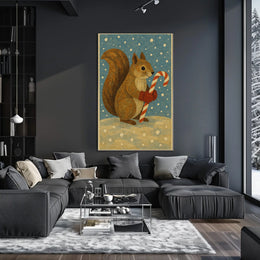 Squirrel Candy Cane Poster