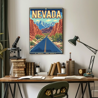 Nevada Landscape Vintage Travel Poster