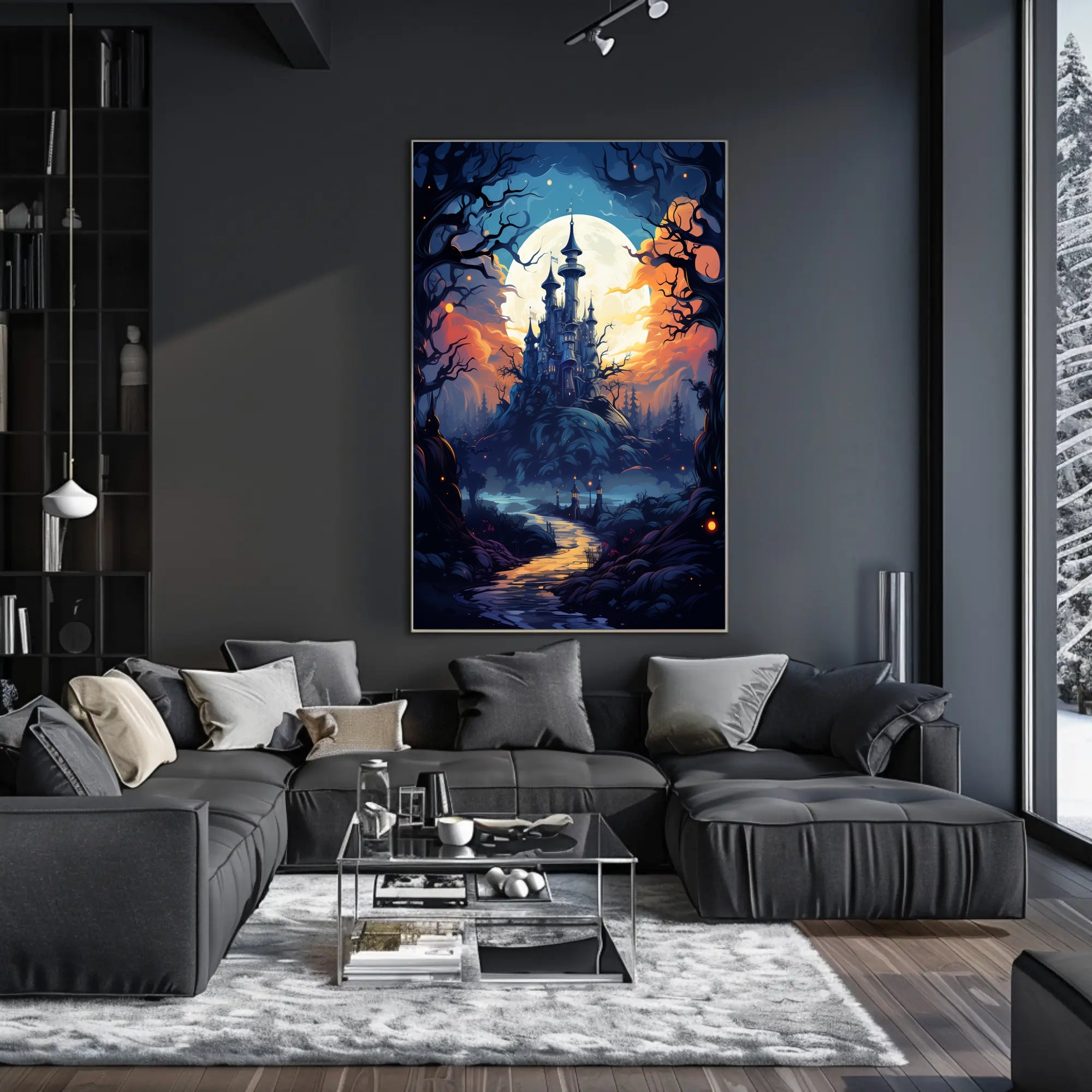 Enchanted Castle Under The Moon Poster