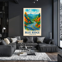 Blue Ridge Mountains Watercolor Scenic Fall Poster
