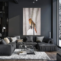 Winter Bird in Snowfall: Serene Animal Poster