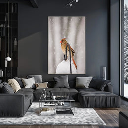 Winter Bird in Snowfall: Serene Animal Poster