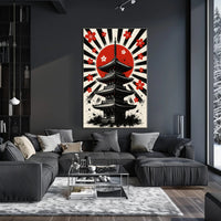 Rising Sun Pagoda Art Print Poster for Home Decor and Travel Enthusiasts PosterGoat