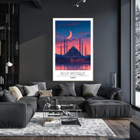 Blue Mosque Twilight Silhouette Cultural or Heritage Poster