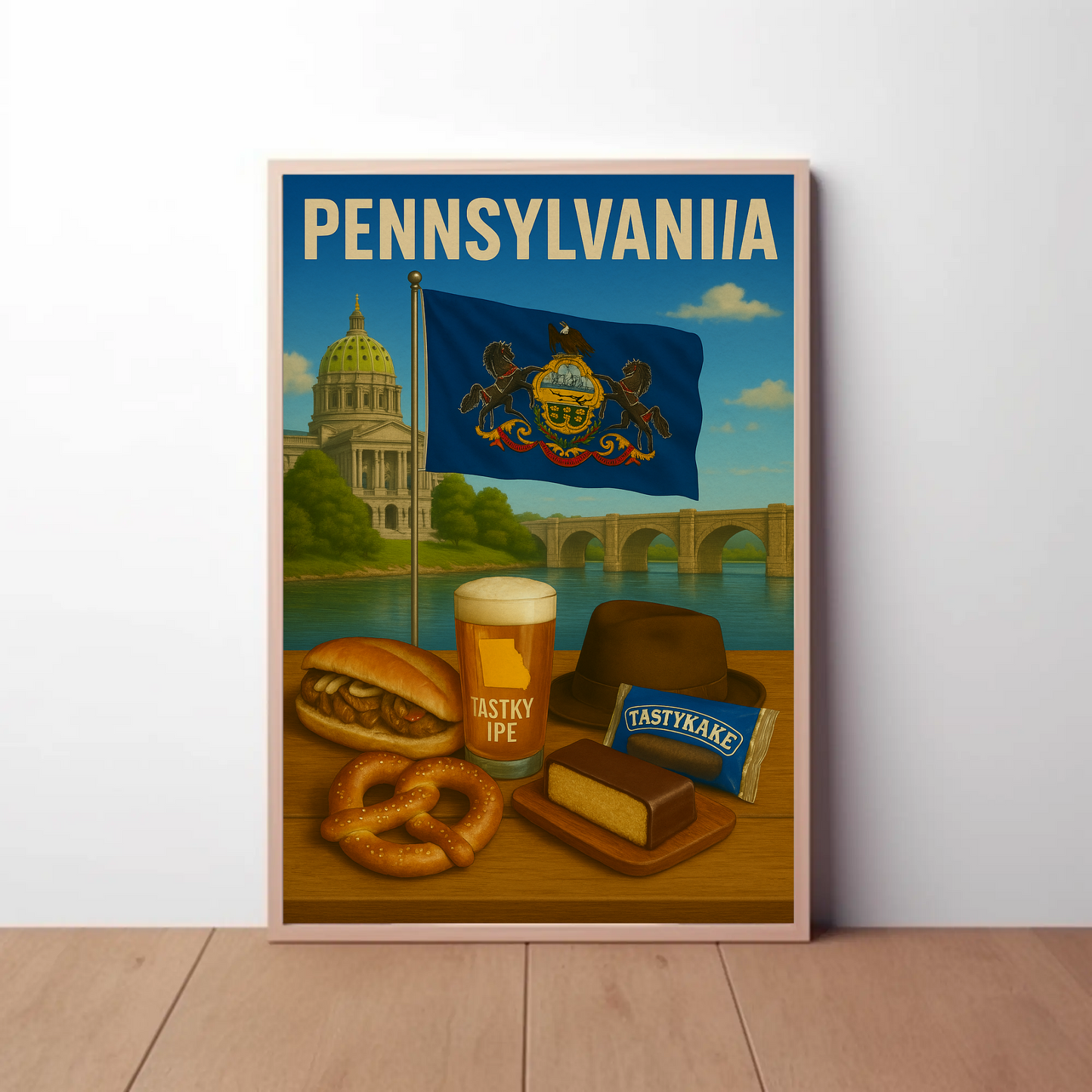 Pennsylvania Pretzel TastyKake Capitol Sandwich Travel Poster