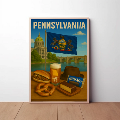 Pennsylvania Pretzel TastyKake Capitol Sandwich Travel Poster