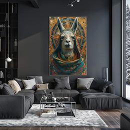 Celebratory Llama Art in Cultural or Heritage Poster PosterGoat