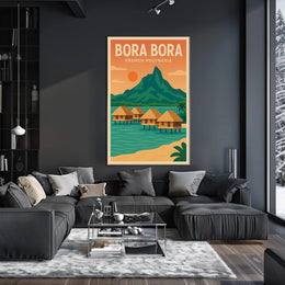 Bora Bora Vintage Tropical Travel Paradise Poster PosterGoat