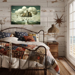 Floating Castle in Mid-Air Fantasy or Mythology Poster