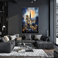 Notre-Dame Gothic Art: Architectural Vibrance Cultural or Heritage Poster