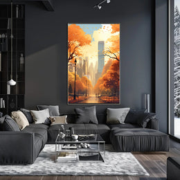 Central Park Autumn Escape in Abstract Artistic Poster