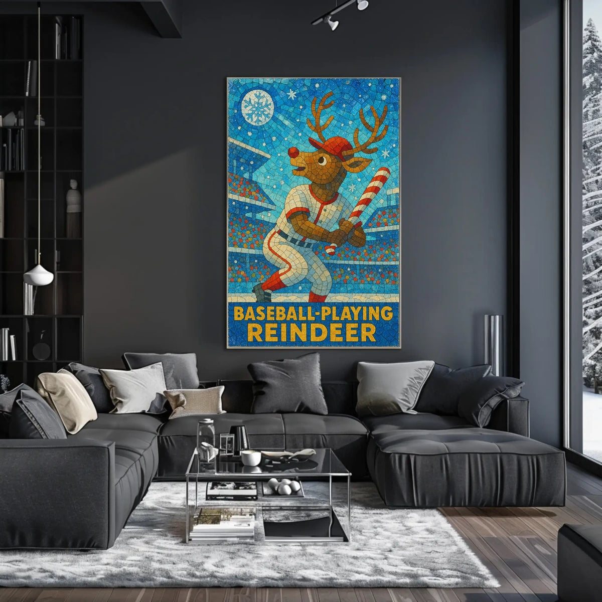 Baseball-Playing Reindeer Poster