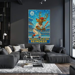 Baseball-Playing Reindeer Poster