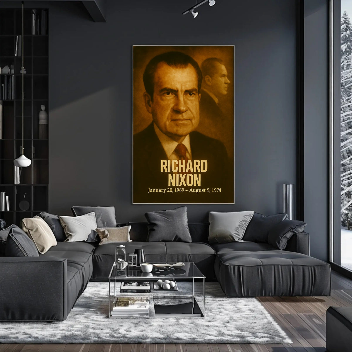 Richard Nixon Poster Analog Film Aesthetic Presidential Portrait Vintage Wall Art Print For History