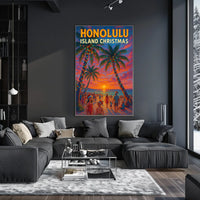 Honolulu Island Christmas Poster