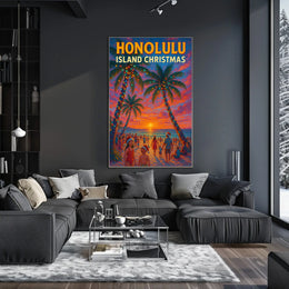 Honolulu Island Christmas Poster