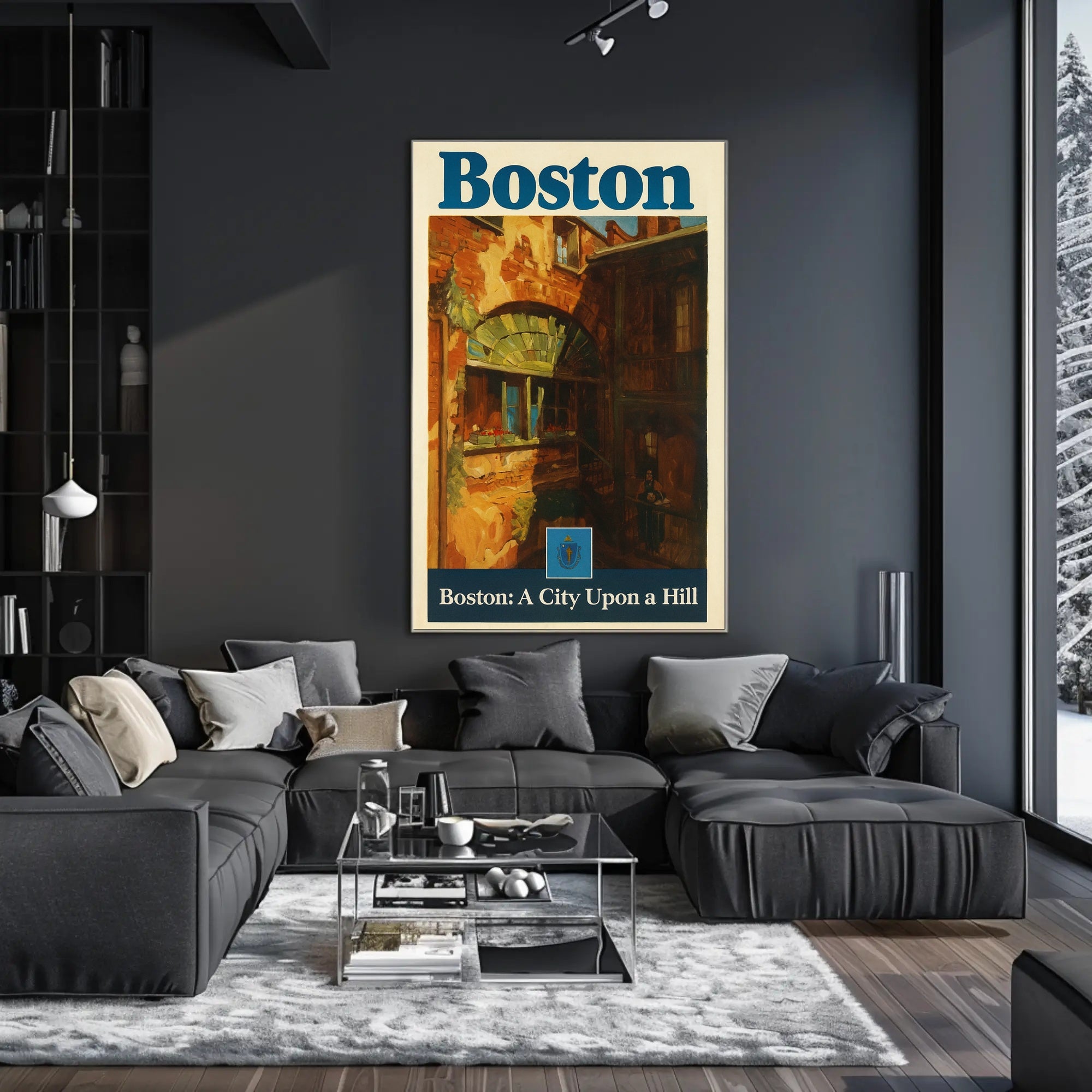 Boston City Upon a Hill Urban Cityscape Poster