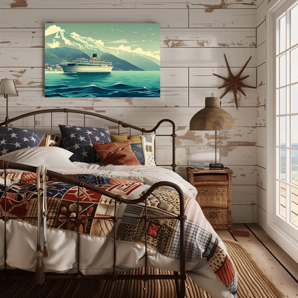 Vintage Ocean Liner Scenic Travel Poster Print