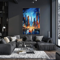 Dynamic Cityscape Skyscraper Modern Art Futuristic Sci-Fi Poster