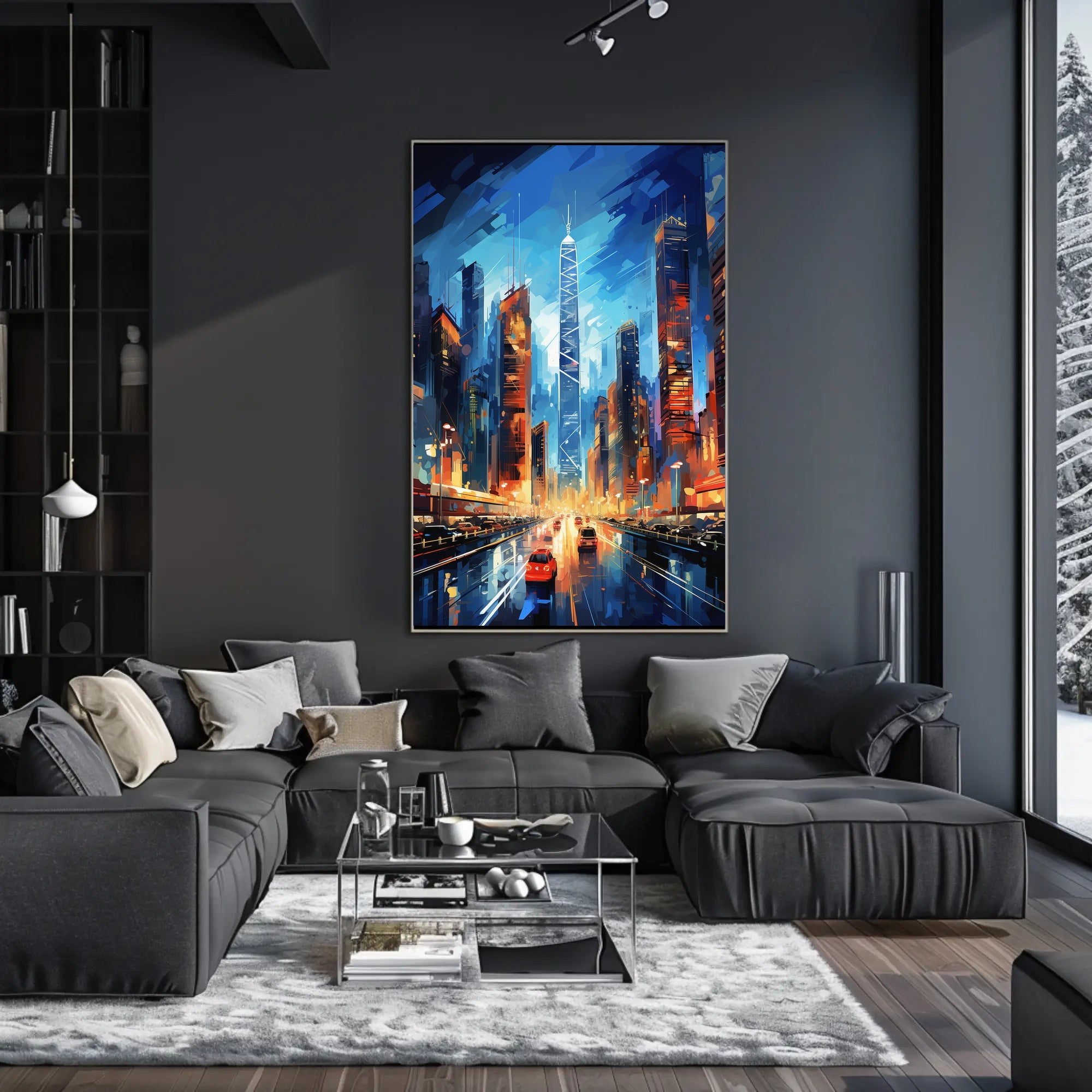 Dynamic Cityscape Skyscraper Modern Art Futuristic Sci-Fi Poster