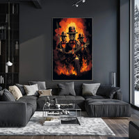 Inferno Groove Fiery Cyberpunk Trio Music Poster