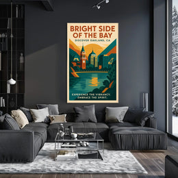 Oakland Cityscape Vintage Travel Poster Art Print