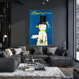 Whimsical Snowman Switzerland Travel Poster PosterGoat