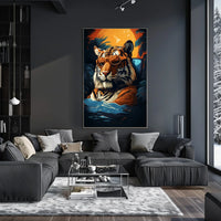 Tiger in Tropical Paradise Wall Art - Animal Poster