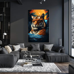 Tiger in Tropical Paradise Wall Art - Animal Poster