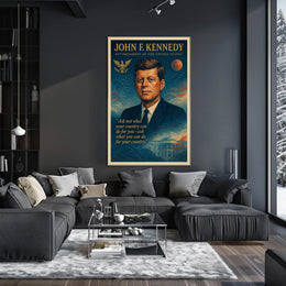 JFK Inspirational Poster with Vintage Patriotic Theme