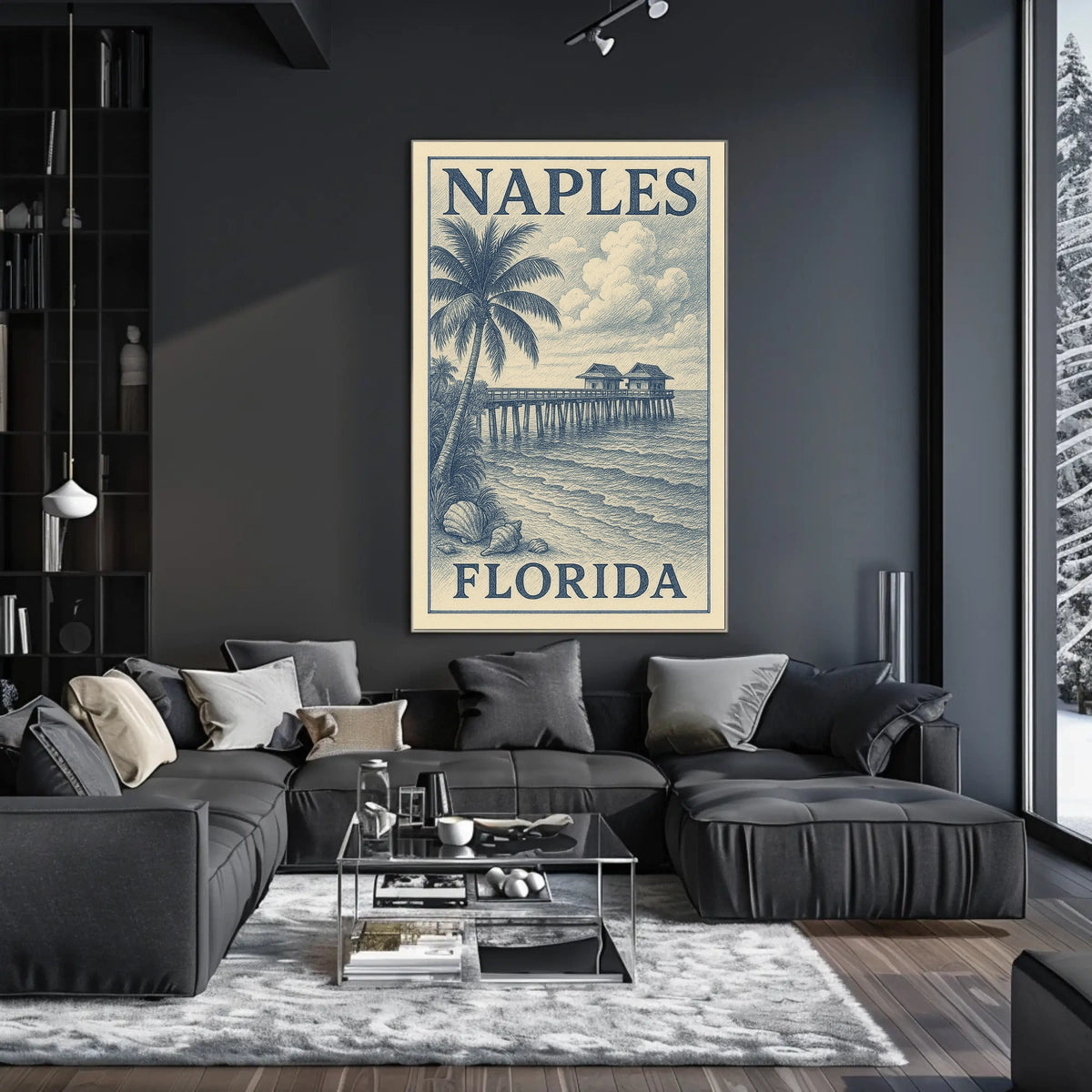 Naples Florida Coastal Poster Wall Art 18x24 Coastal Decor
