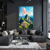 Machu Picchu Majesty: Geometric Travel Poster