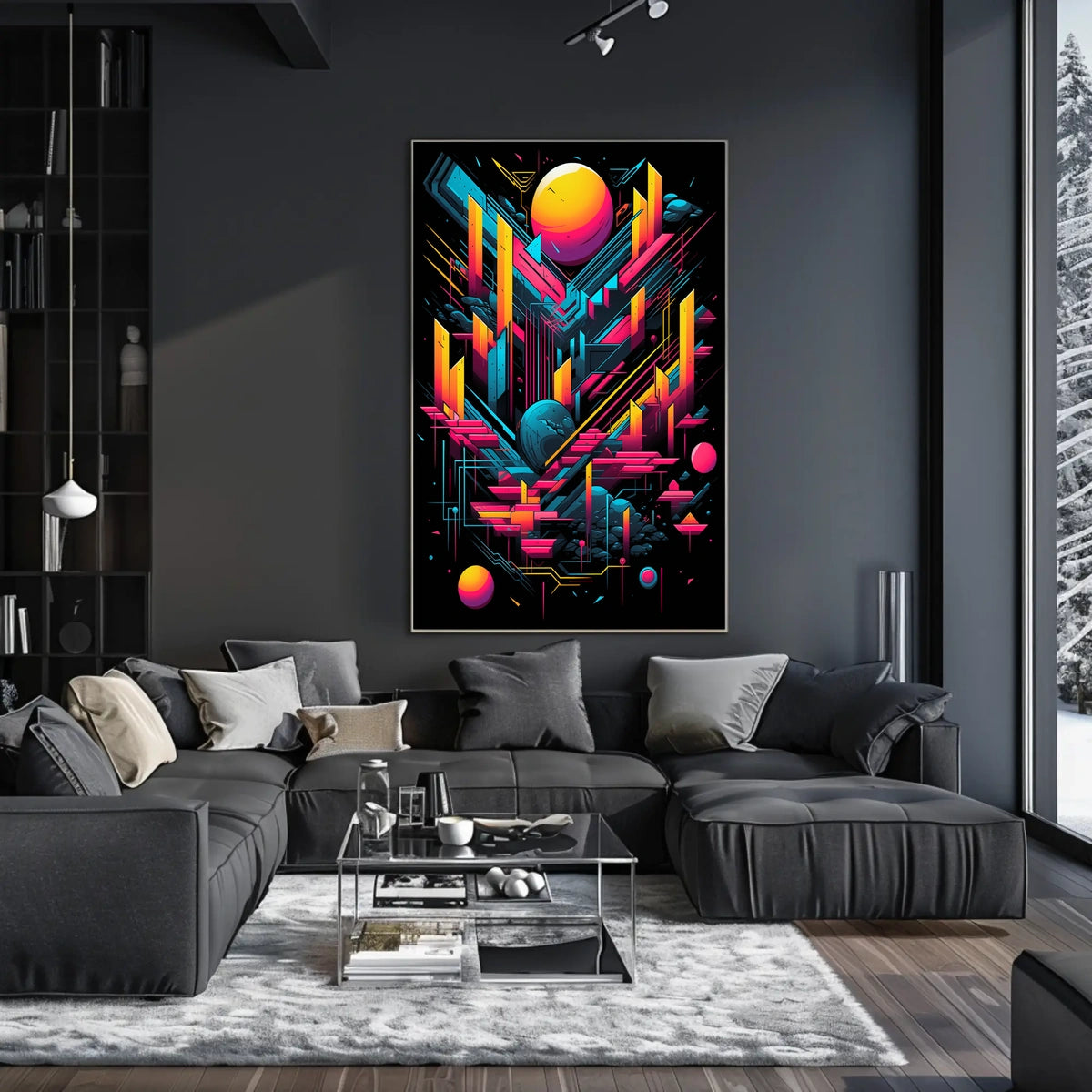 Neon Geometric Cosmos Poster