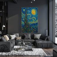 Starry Night Inspired Post-Impressionist Artistic Poster