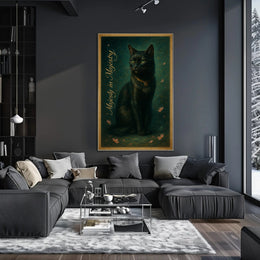 Majestic Black Cat with Gold Collar Animal Poster