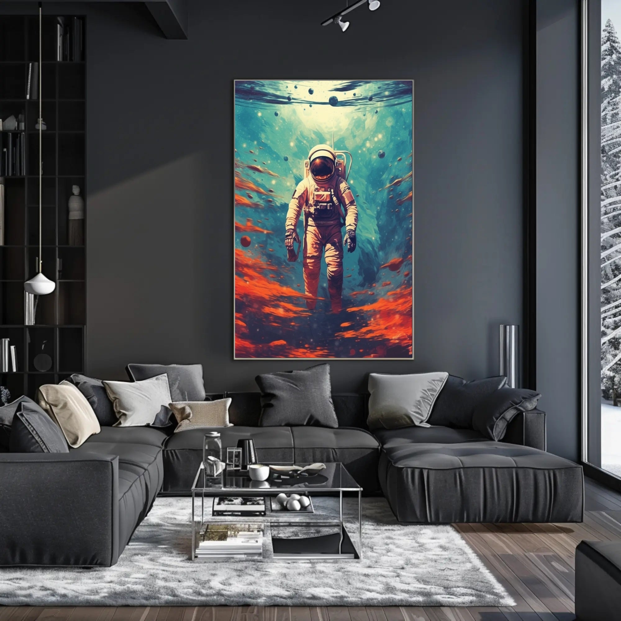 Astronaut in Cosmic Waters Poster