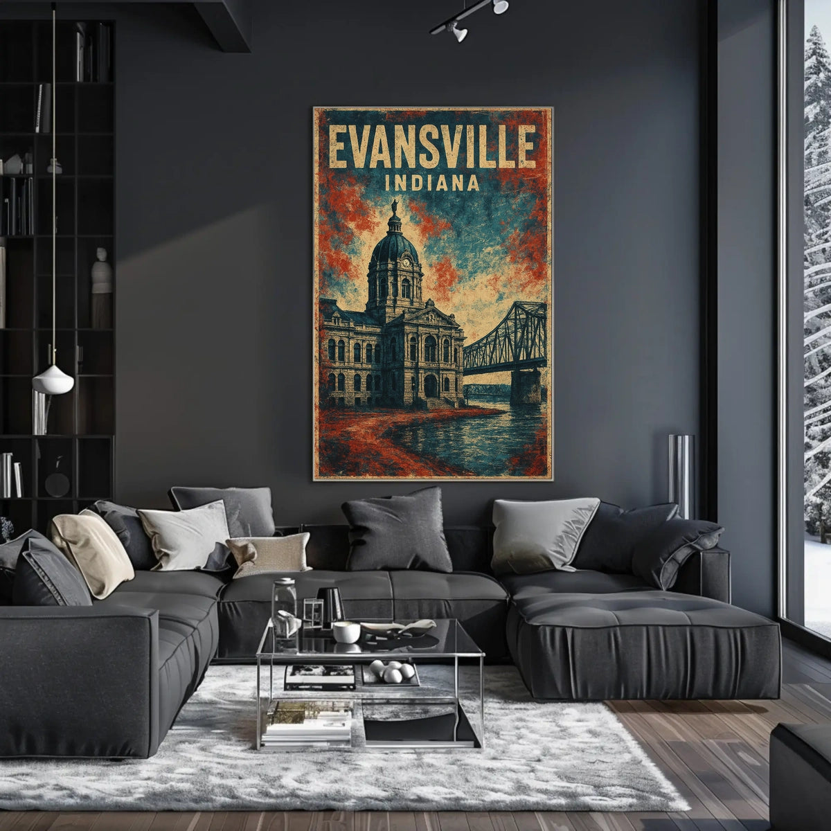 Evansville, Indiana Architectural Poster