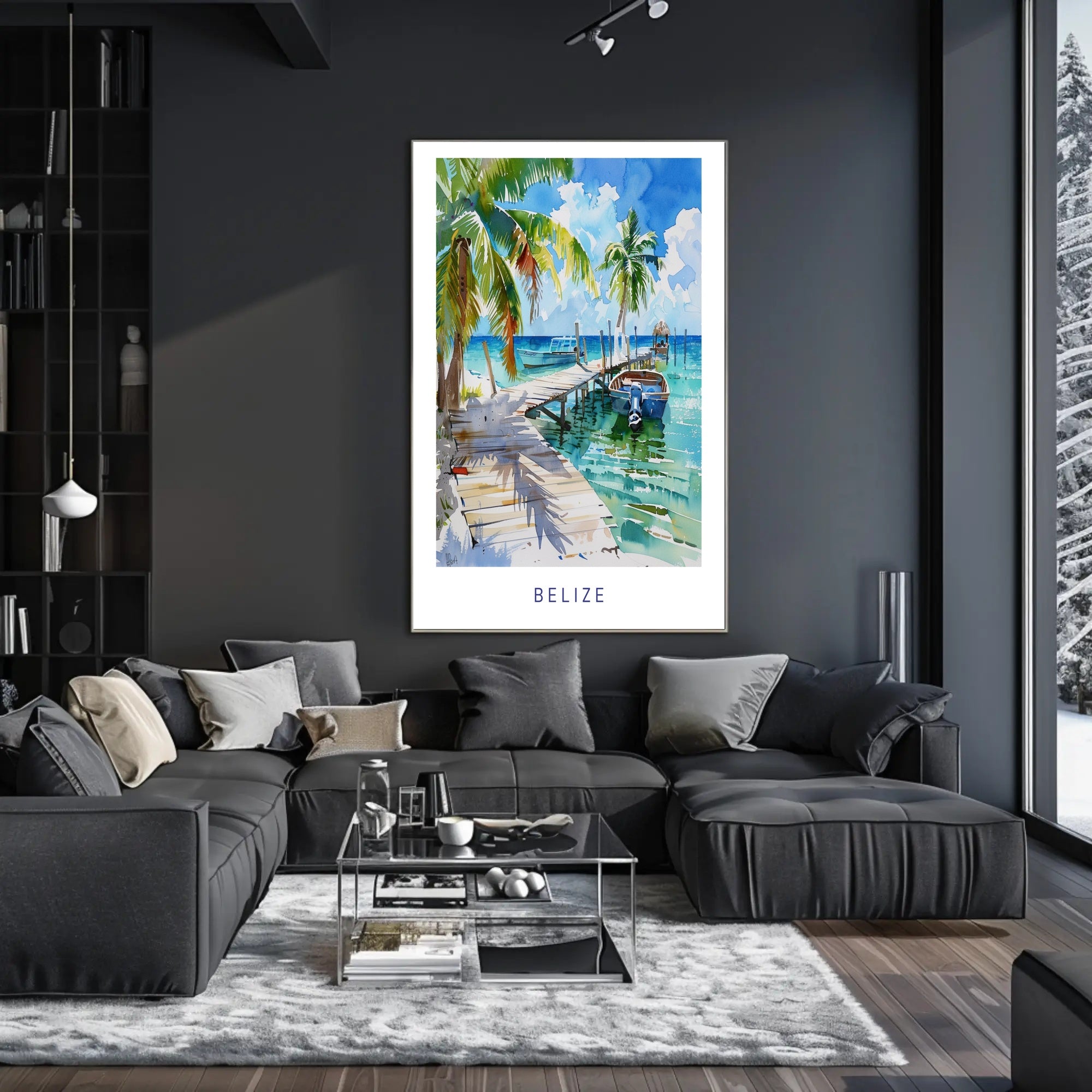 Tropical Belize Coastal Scene Travel Poster PosterGoat