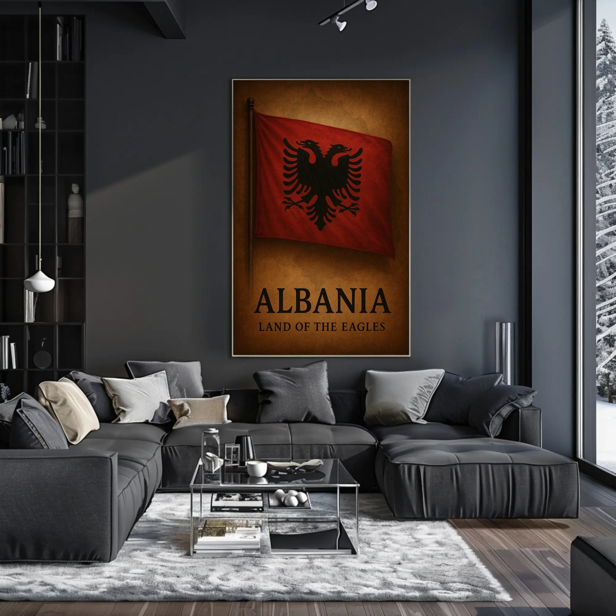 Albanian Flag Vintage Cultural Heritage Poster