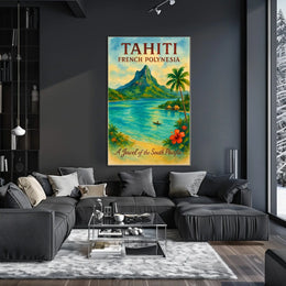 Tahiti Vintage Paradise Poster: Tropical Island Art Print
