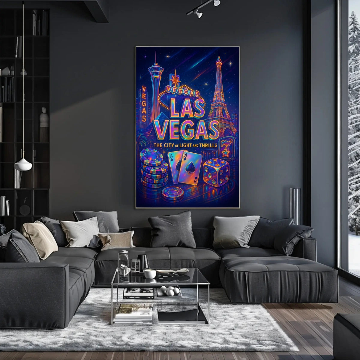 Las Vegas Poster Neon Lights Wall Art For Living Rooms