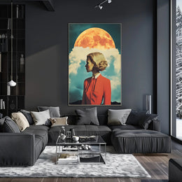 Lunar Portrait Poster Surreal Moon Wall Art Print