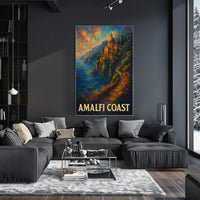 Amalfi Coast Poster Art Print 18x24 Coastal Decor Wall Art